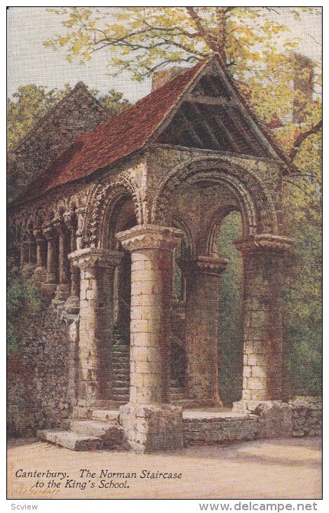 CANTERBURY, England, 1900-1910's; The Norman Staircase To The King's School