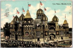 1911 Corn Palace Mitchell South Dakota Crowd Outside Building Posted Postcard