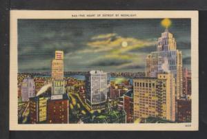 The Heart of Detroit By Moonlight,MI Postcard 