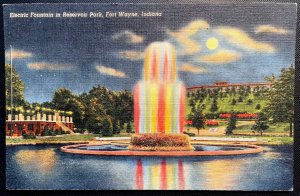 Vintage Postcard 1946 Electric Fountain, Reservoir Park, Fort Wayne, Indiana IN