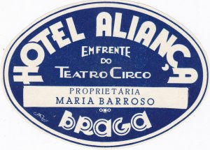 Poland Braga Hotel Alianca Vintage Luggage Label sk2873