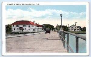 BRADENTON, FL Florida ~ Street Scene WOMEN'S CLUB  c1920s Car  Postcard