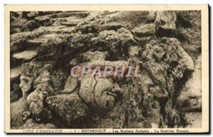 Old Postcard The Rocks Rotheneuf Sculptes Roman warrior