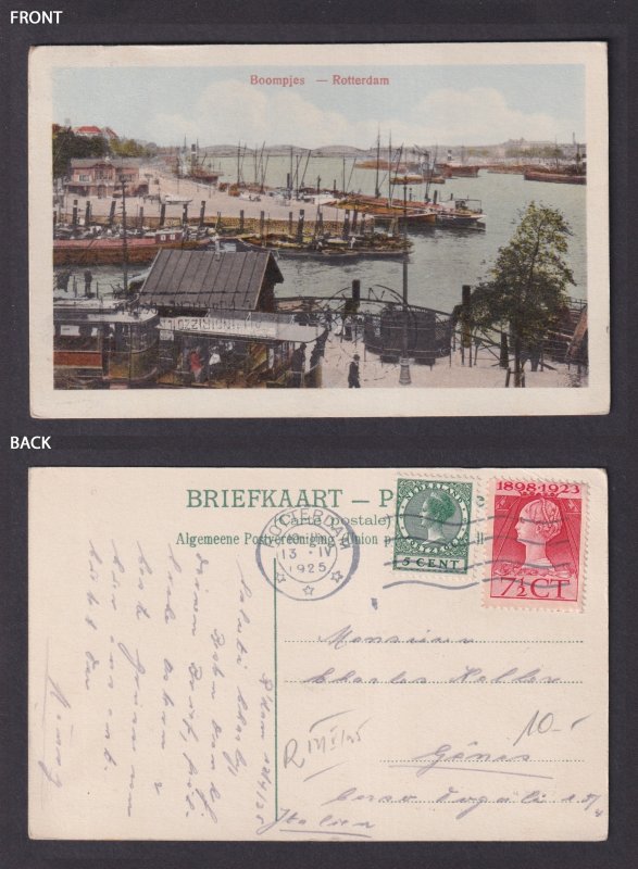 Vintage Postcard Netherlands Rotterdam Boompjes 1925
