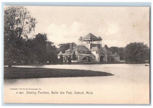 c1905 Skating Pavilion Belle Isle Park Detroit Michigan MI Rotograph Postcard