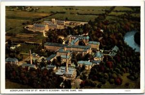 Aerial View St Mary's Academy, Notre Dame Indiana Vintage Postcard K12