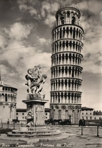 Postcard Pisa Campanile Fontana Dei Putti Sculpture in Pisa, Italy