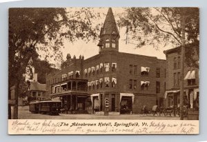 The Adnabrown Hotel Springfield Vermont VT 1906 UDB Postcard P14