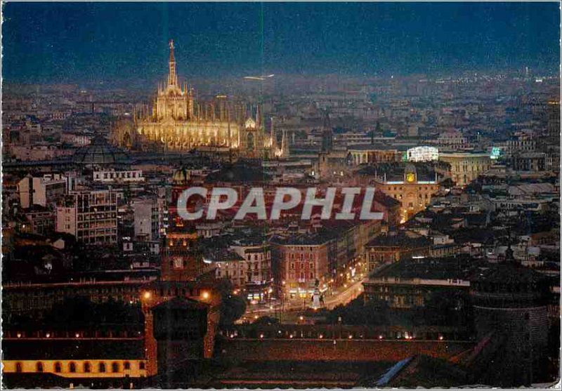 Modern Postcard Milano General view (night)