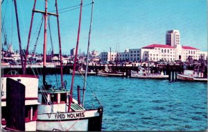 Circa 1955 San Diego Vintage Postcard Waterfront City Hall Tuna Boats Skyline