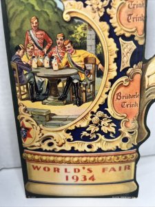 Vintage 1934 Chicago WORLDS FAIR MENU Old Heidelberg Inn BLATZ Beer Stein Shape 