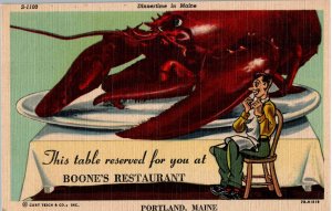Portland, Maine - Dine at Boone's Restaurant - c1940