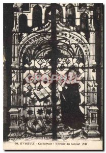 Old Postcard Evreux Cathedral Stained Choir