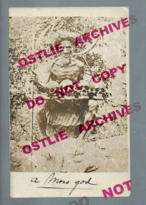 Philippines RPPC 1906 HEAD HUNTER Moro Indian GOD Cannibal HUMAN SKULLS Skull