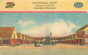 Automobile Clarkdale Mississippi Cotton Boll Court Postcard MWM linen 20-8088