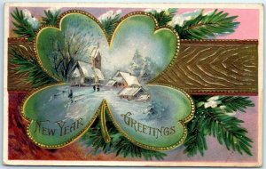 M-30173 Snow Scene Art Print New Year Greetings