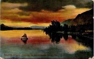 Vtg 1909 Evening on the Columbia River Oregon OR Antique Postcard