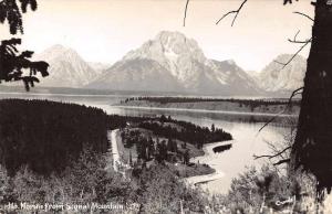 Mt Moran Wyoming Signal Mountain Real Photo Antique Postcard K72733