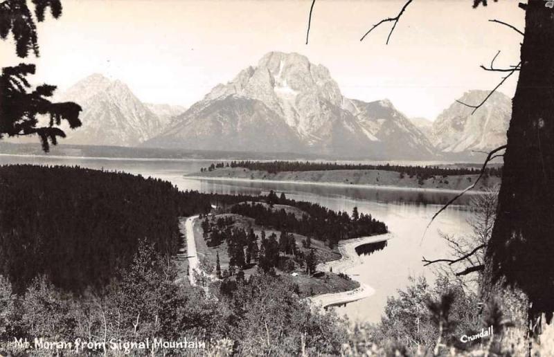 Mt Moran Wyoming Signal Mountain Real Photo Antique Postcard K72733