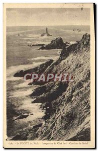 Old Postcard The Pointe Du Raz Perapective South Coast Sunset