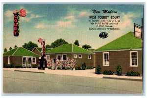 1948 Modern Rose Tourist Court Town Pilot Butte Rock Springs Wyoming WY Postcard 