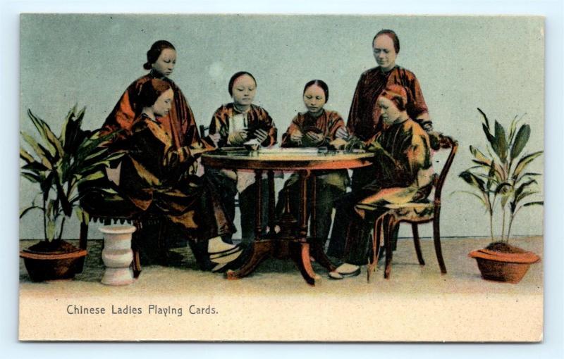 Postcard China Hong Kong Chinese Ladies Playing Cards c1914 Pub M Sternberg F21