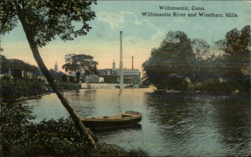 Willimantic CT River & Mills c1910 Postcard