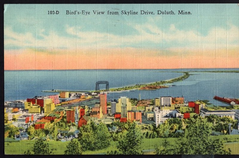 MINNESOTA DULUTH Bird's Eye View from Skyline Drive - pm1951 - LINEN