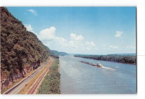 Vista of the Mississippi River Vintage Postcard Showing Three Forms of Transport