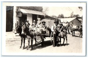 c1930's Horses And Wagon Children Riding RPPC Photo Unposted Vintage Postcard