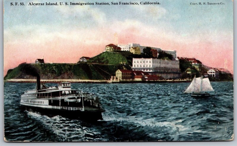 Vtg San Francisco California CA Alcatraz Island US Immigration Station Postcard