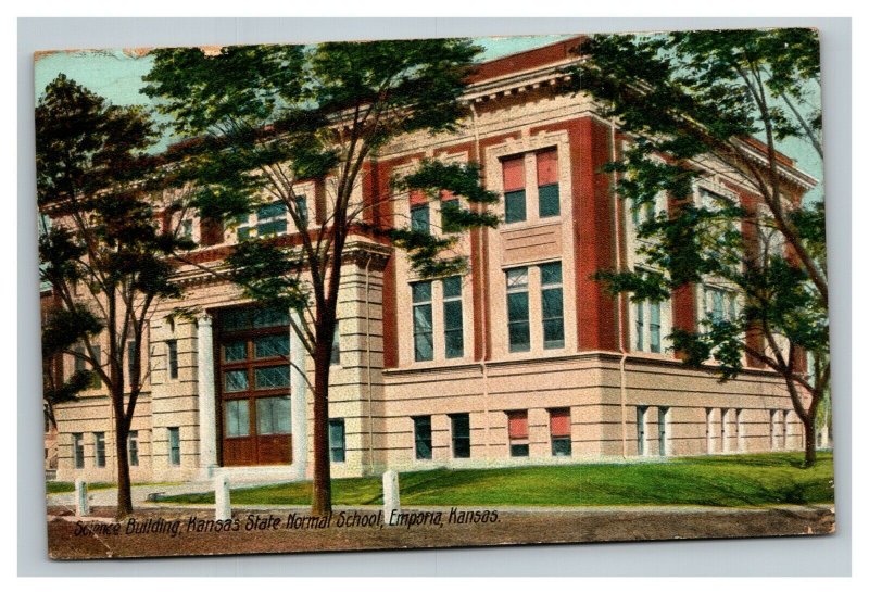 Vintage 1910 Postcard Science Building Kansas State Normal School Emporia Kansas