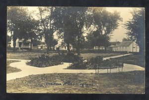 RPPC HAMBURG IOWA DOWNTOWN CITY PARK VINTAGE REAL PHOTO POSTCARD