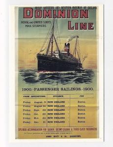 ad1329 - advert for Dominion Line -  1900 poster - art postcard