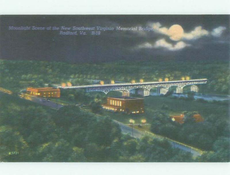 Unused Linen BRIDGE SCENE Radford Virginia VA HQ9823-12