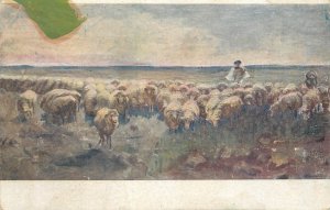 Shepherd vintage fine art postcard Hungary