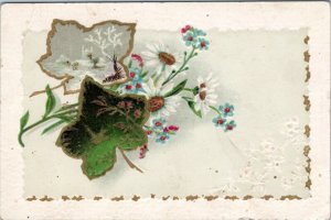 Trade Card - Woolson Spice - Leaves and flowers embossed