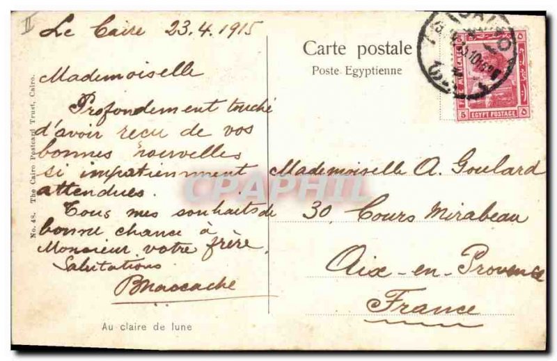 Old Postcard Egypt Egypt At Moonlight Pyramids