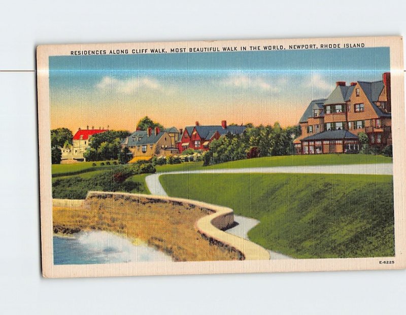 Postcard Residences Along Cliff Walk New Port Rhode Island USA