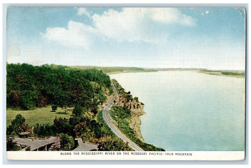 1918 Along Mississippi River On The Missouri Pacific Iron Mountain MI Postcard