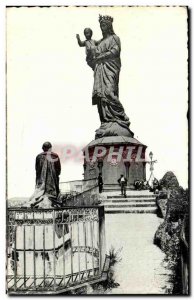 Old Postcard Le Puy Statue of Our Lady of France and statue of Bishop Morlhon