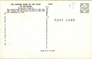 Vtg 1960s Farmers Bank of the State of Delaware Georgetown DE Unused Postcard