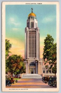 State Capitol Tower. Lincoln, Nebraska, Vintage Information Card