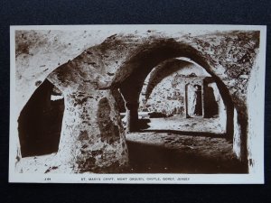 Channel Islands JERSEY Gorey MONT ORGUEIL CASTLE St Marys Crypt Old RP Postcard