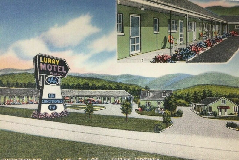 Luray Virginia Roadside Motel Postcard AAA Advertising Americana 