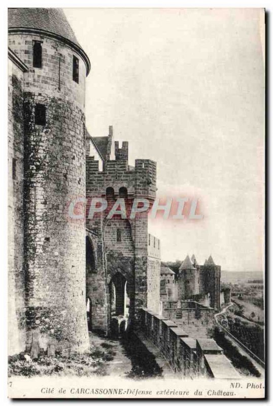 Old Postcard Carcassonne external Defense the castle