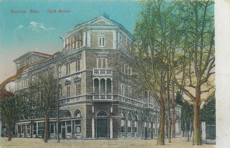 Italy Gorizia Cafe Corso building architecture vintage postcard 