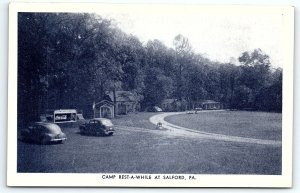 c1950 SALFORD PA CAMP REST-A-WHILE COCA-COLA BILLBOARD UNPOSTED POSTCARD P4119