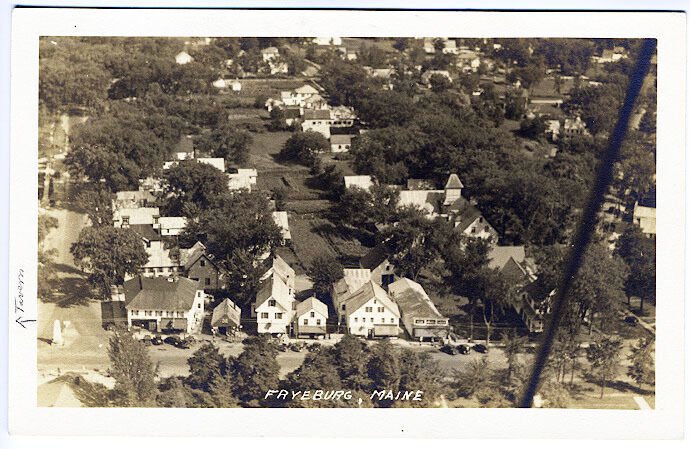 Fryeburg ME Aerial View Main Street Vintage Real Photo RPPC Postcard