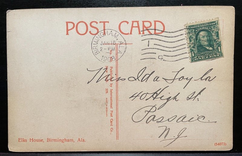 Vintage Postcard 1908 Elk's House, Birmingham, Alabama (AL)